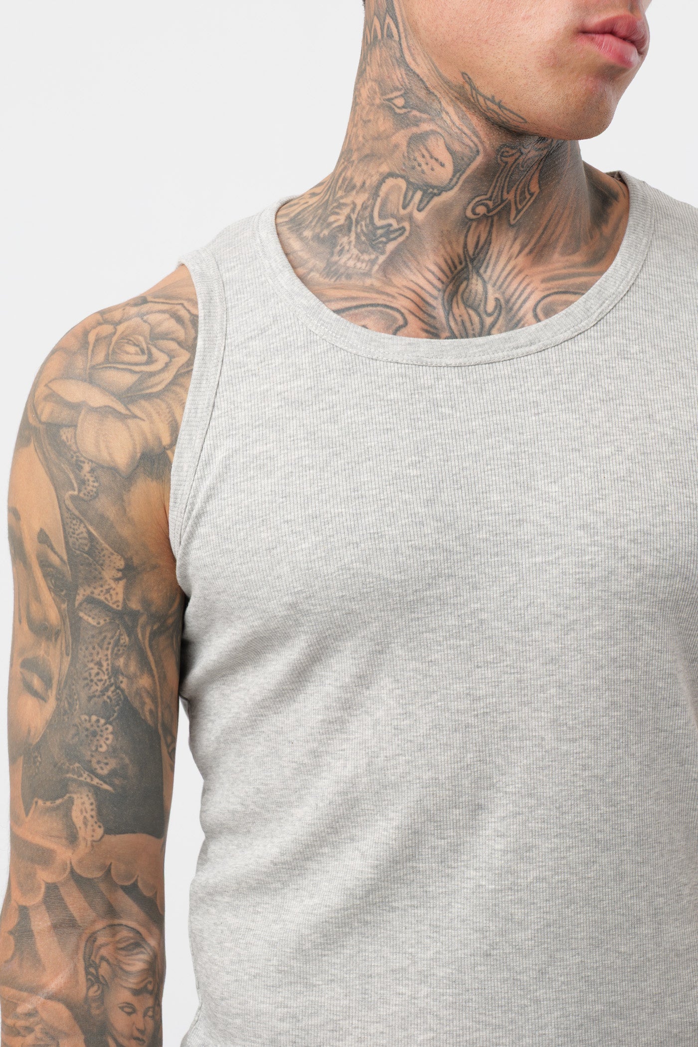 Camisola de Alças Canelada Cinzenta