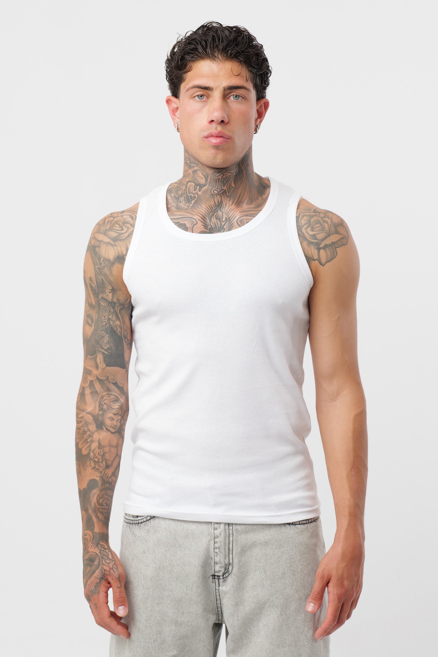 Camisola de Alças em Canelado Branca