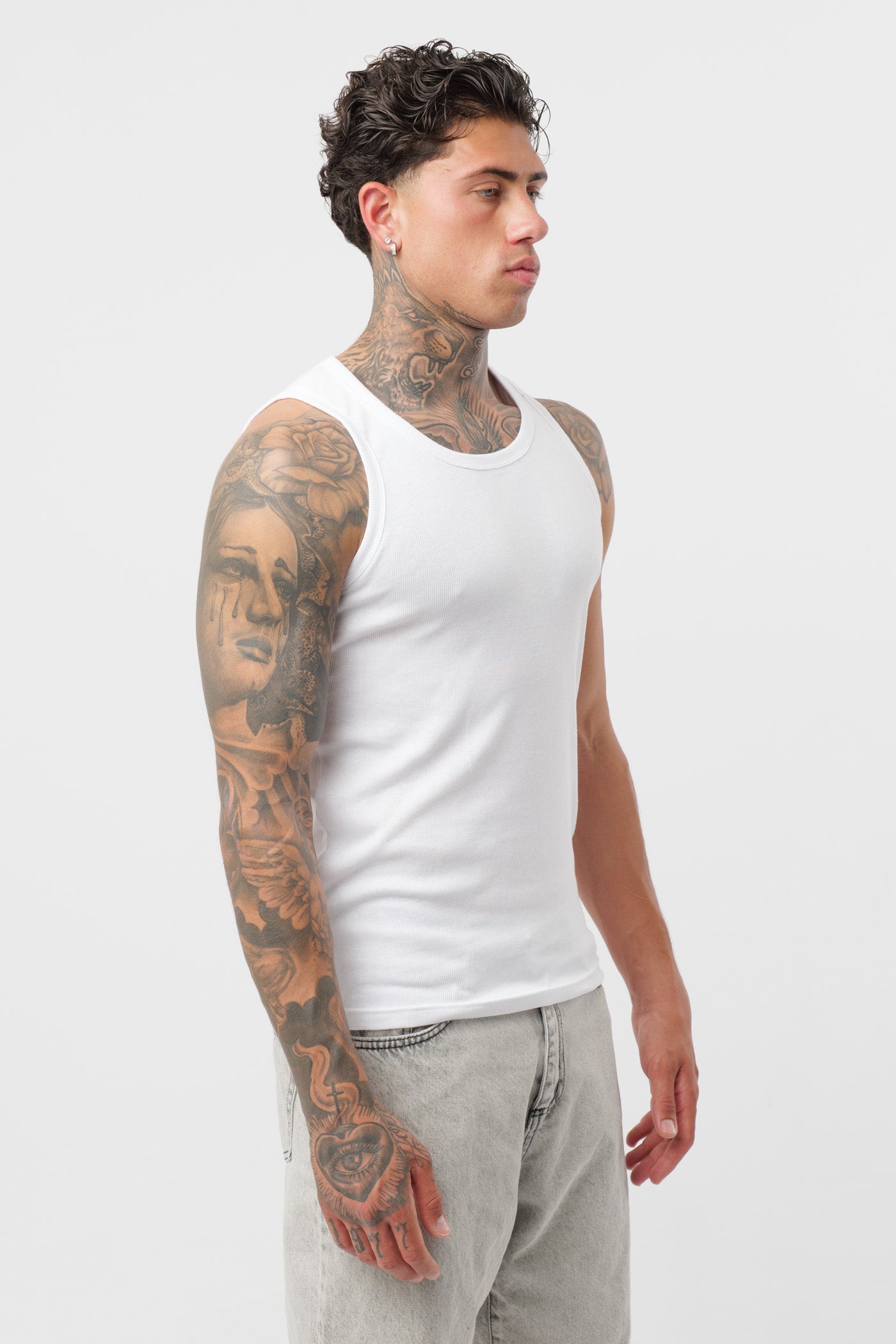 Camisola de Alças em Canelado Branca