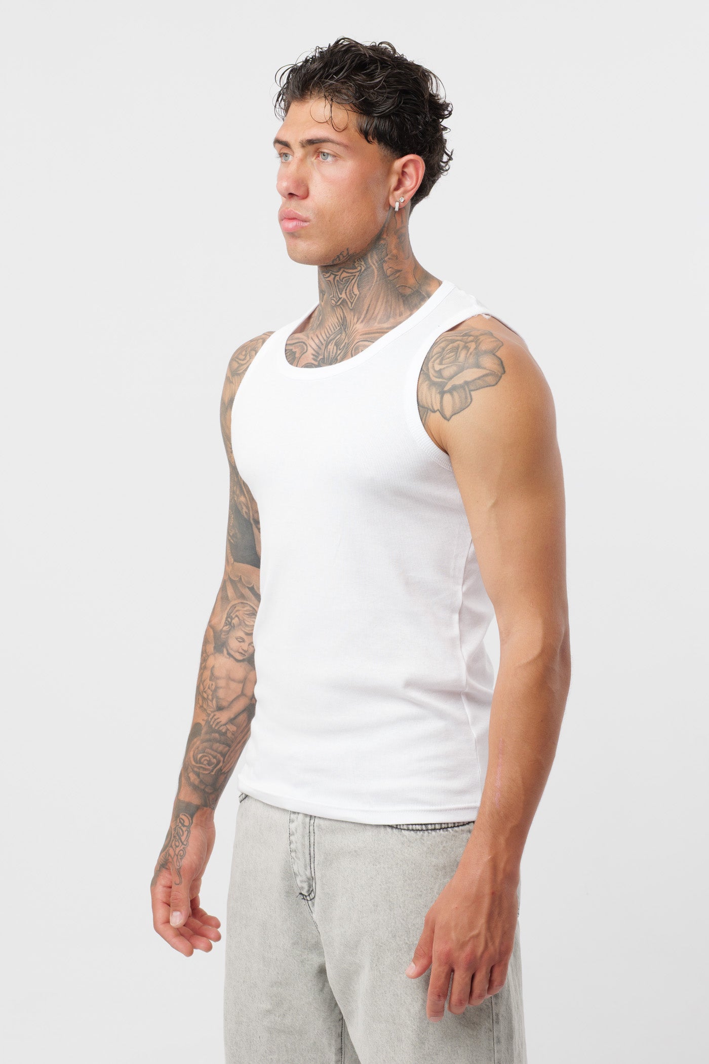 Camisola de Alças em Canelado Branca