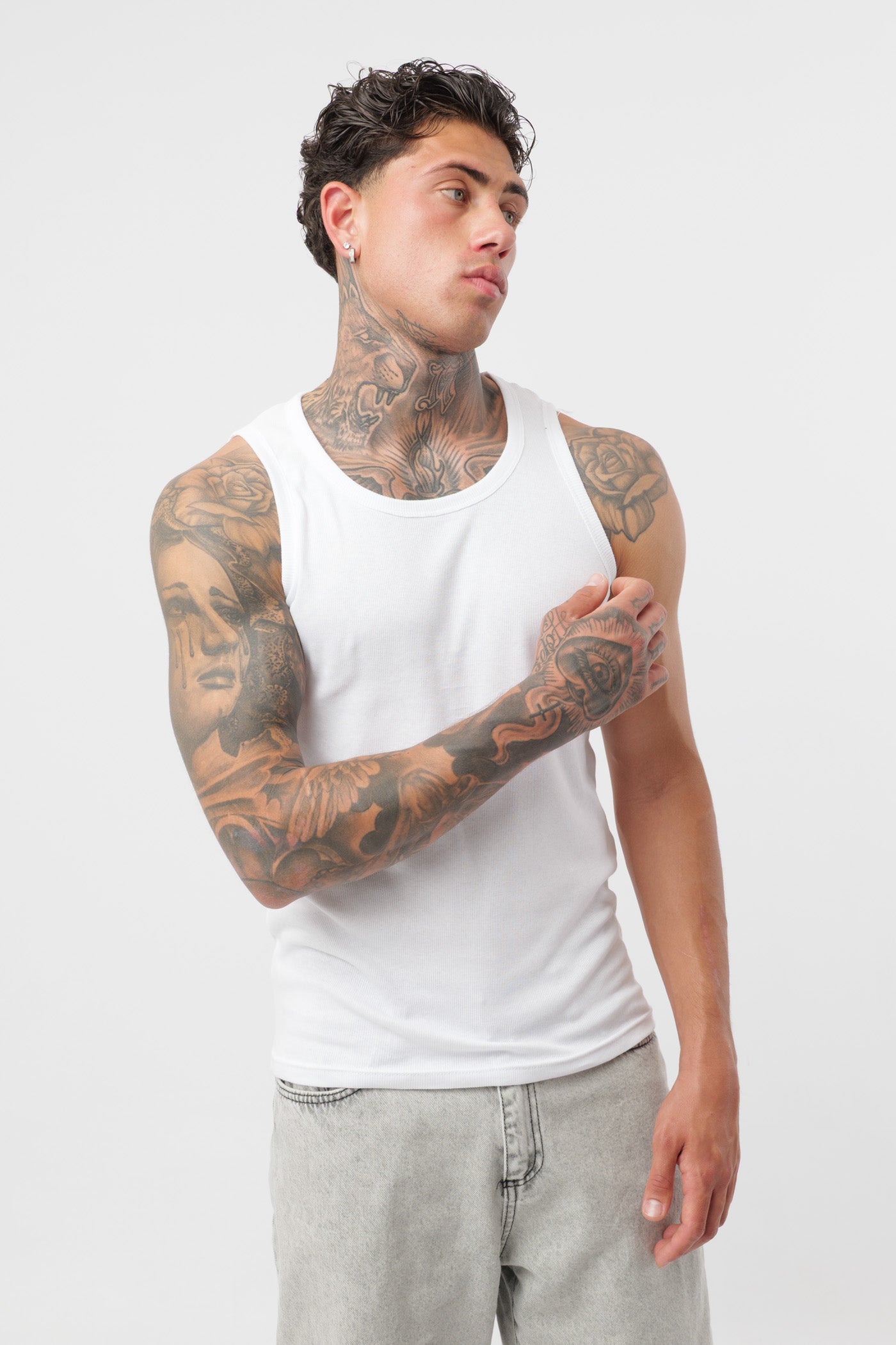 Camisola de Alças em Canelado Branca