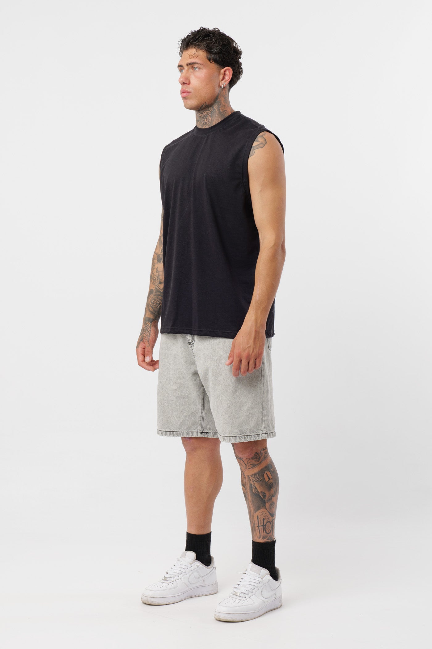 Camisola de Alças em Jersey Preta