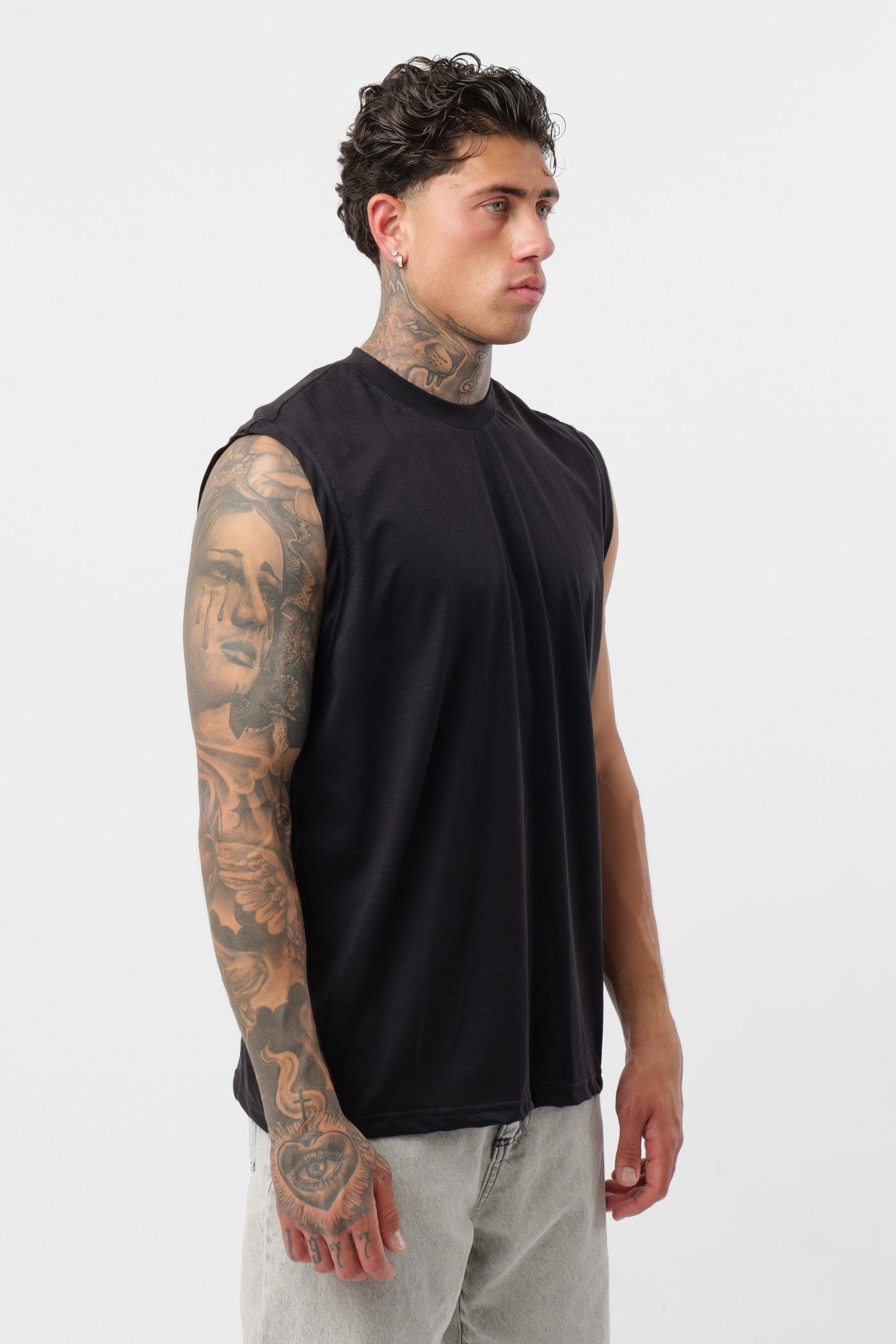 Camisola de Alças em Jersey Preta