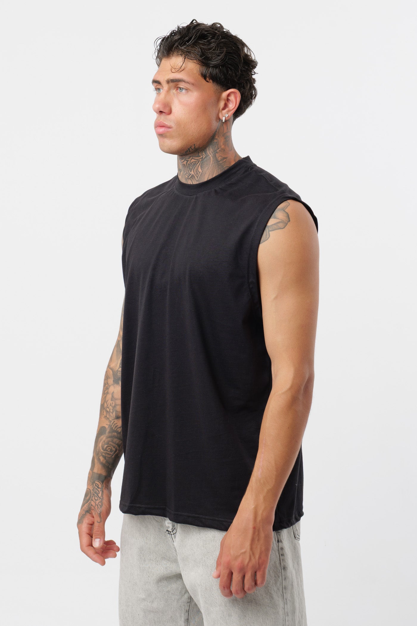Camisola de Alças em Jersey Preta