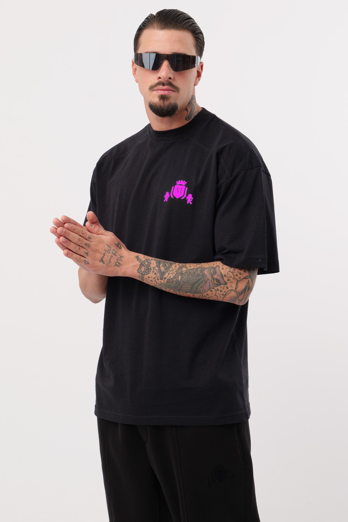 T-shirt Logo Preta Rosa Fluo