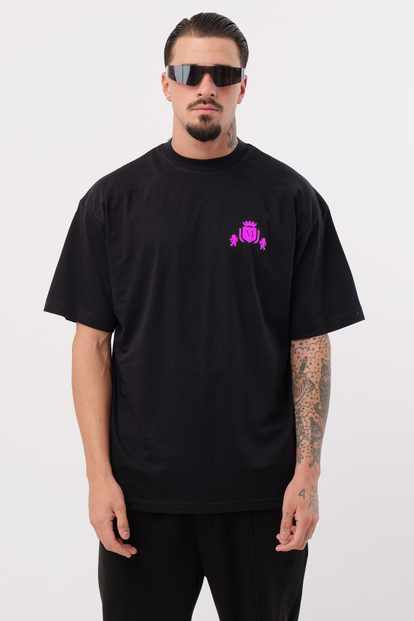 T-shirt Logo Preta Rosa Fluo
