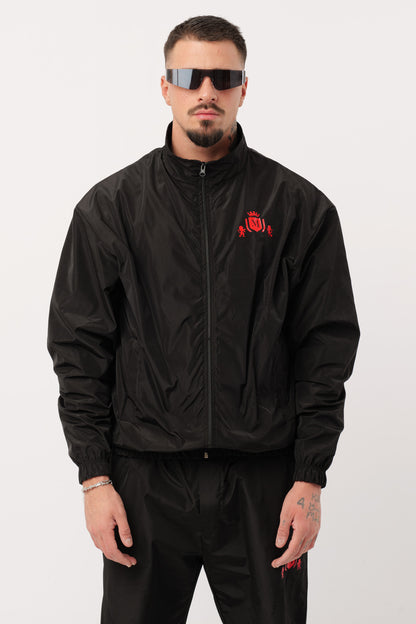 Fato de treino Tech Preto Logo Vermelho