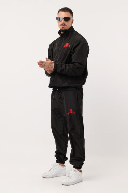 Fato de treino Tech Preto Logo Vermelho