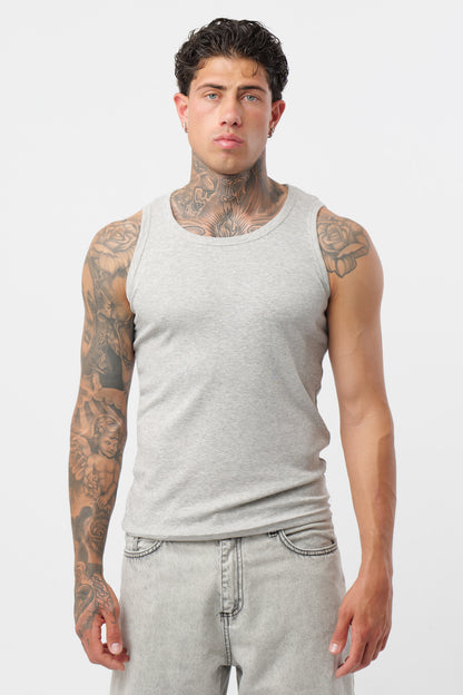 Camisola de Alças Canelada Cinzenta