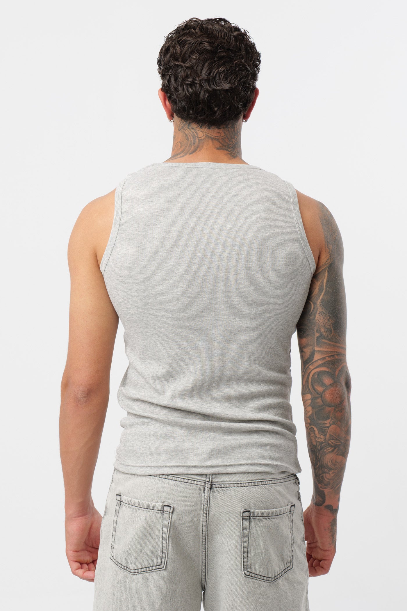 Camisola de Alças Canelada Cinzenta