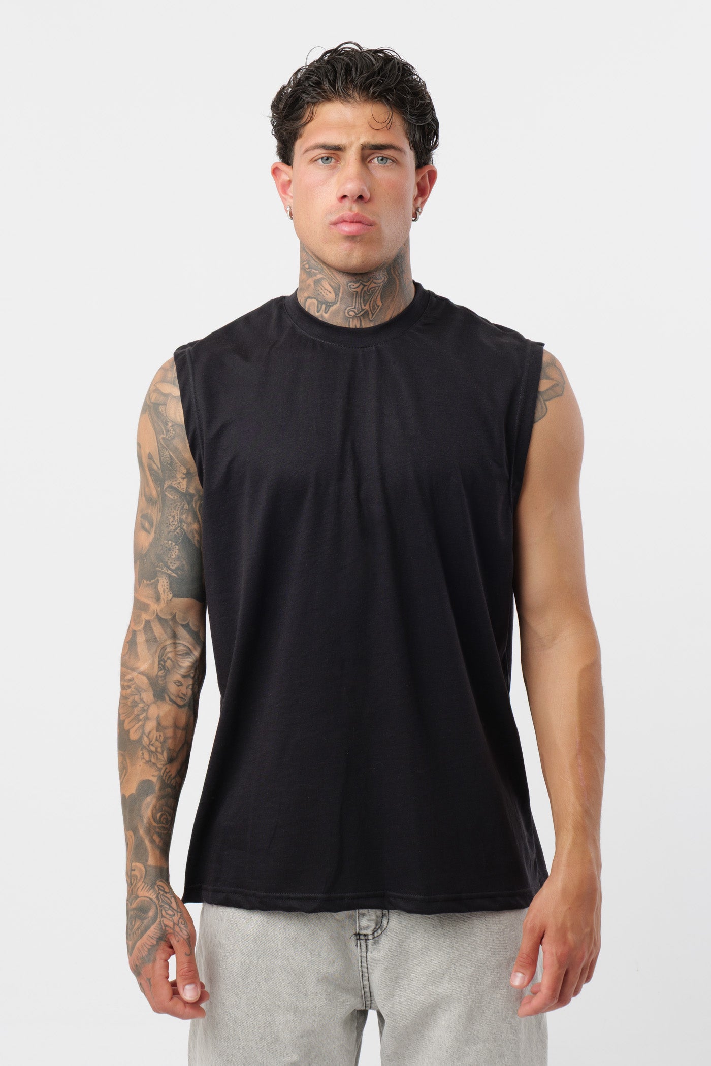 Camisola de Alças em Jersey Preta